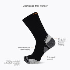 Merrell | Cushion Trail Runner Crew Sock - Gym & Running Shoes