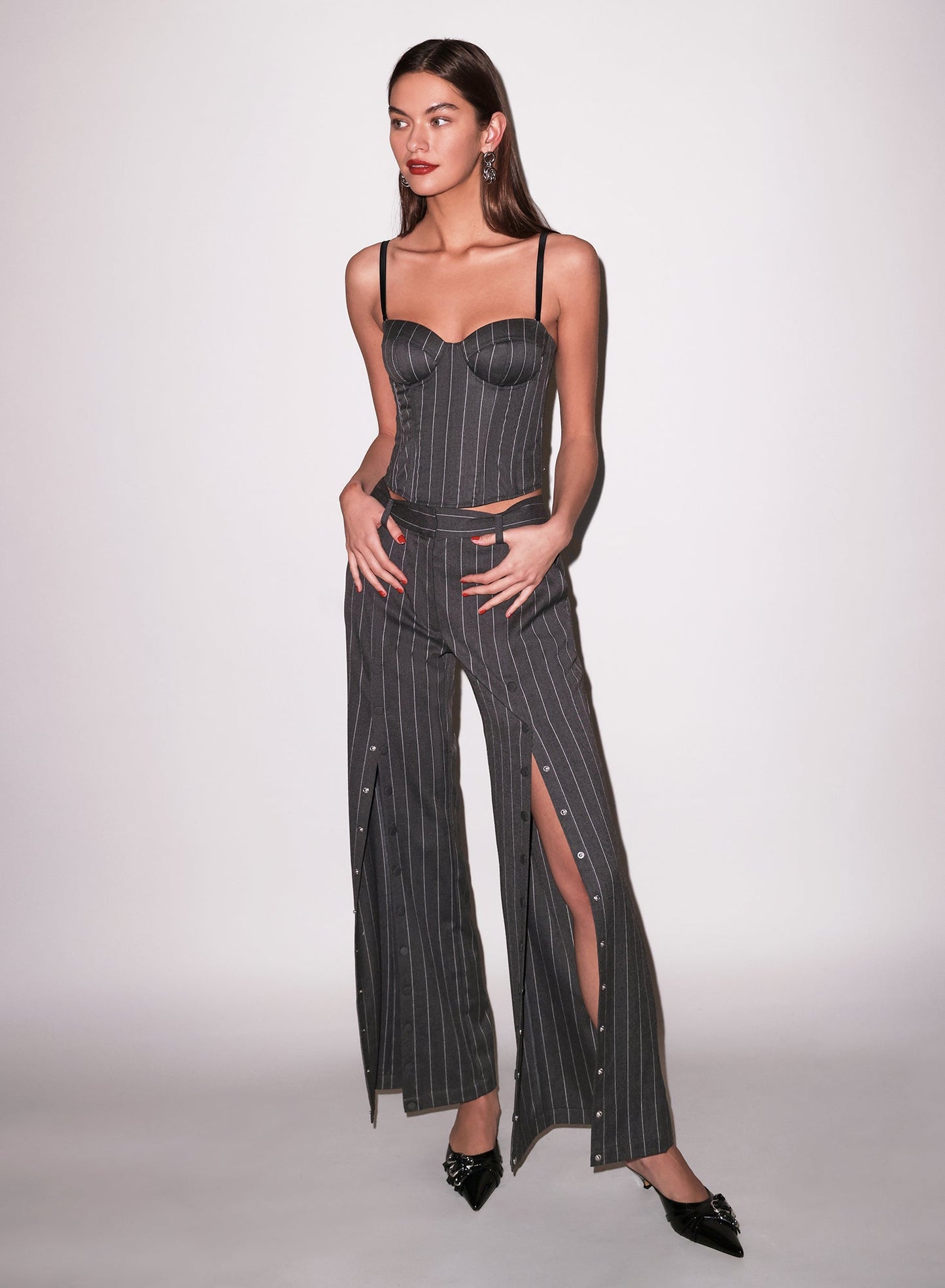 Fleur du Mal Dark Grey Pinstripe Maxwell Undo Me Pant
