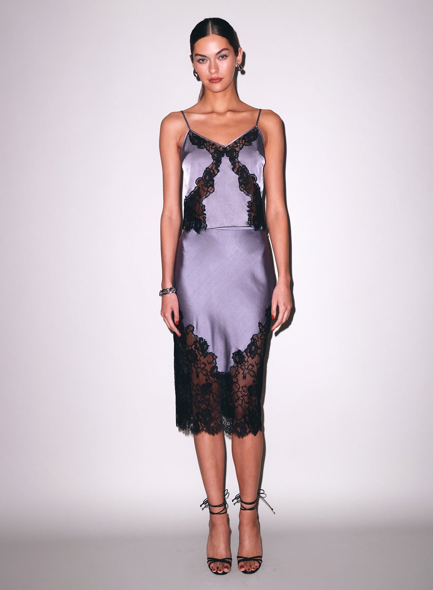 Fleur du Mal Lavender Smoke Juliet Lace Slip Skirt