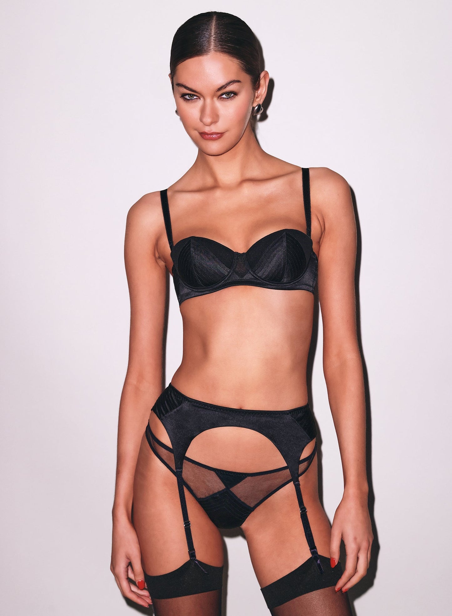 Fleur du Mal Black Top Stitch Thong
