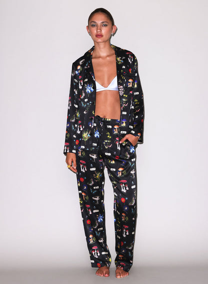 Fleur du Mal Black Magical Mushroom Print PJ Top