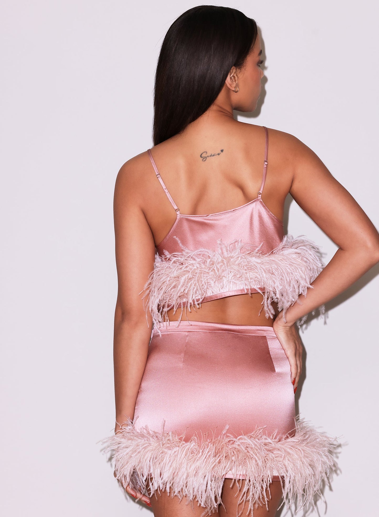 Fleur du Mal Rose Pink Feather Mini Skirt