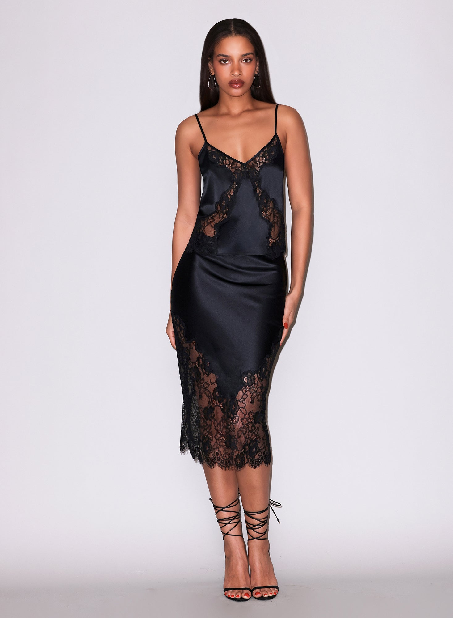 Fleur du Mal black Juliet Lace Silk Skirt