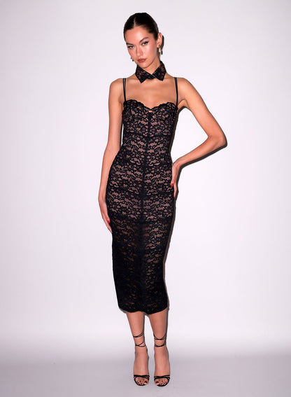 Fleur du Mal Black Charlotte Lace Dress