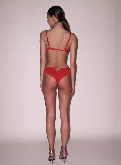 Fleur du Mal Red Charlotte Crotchless Panty