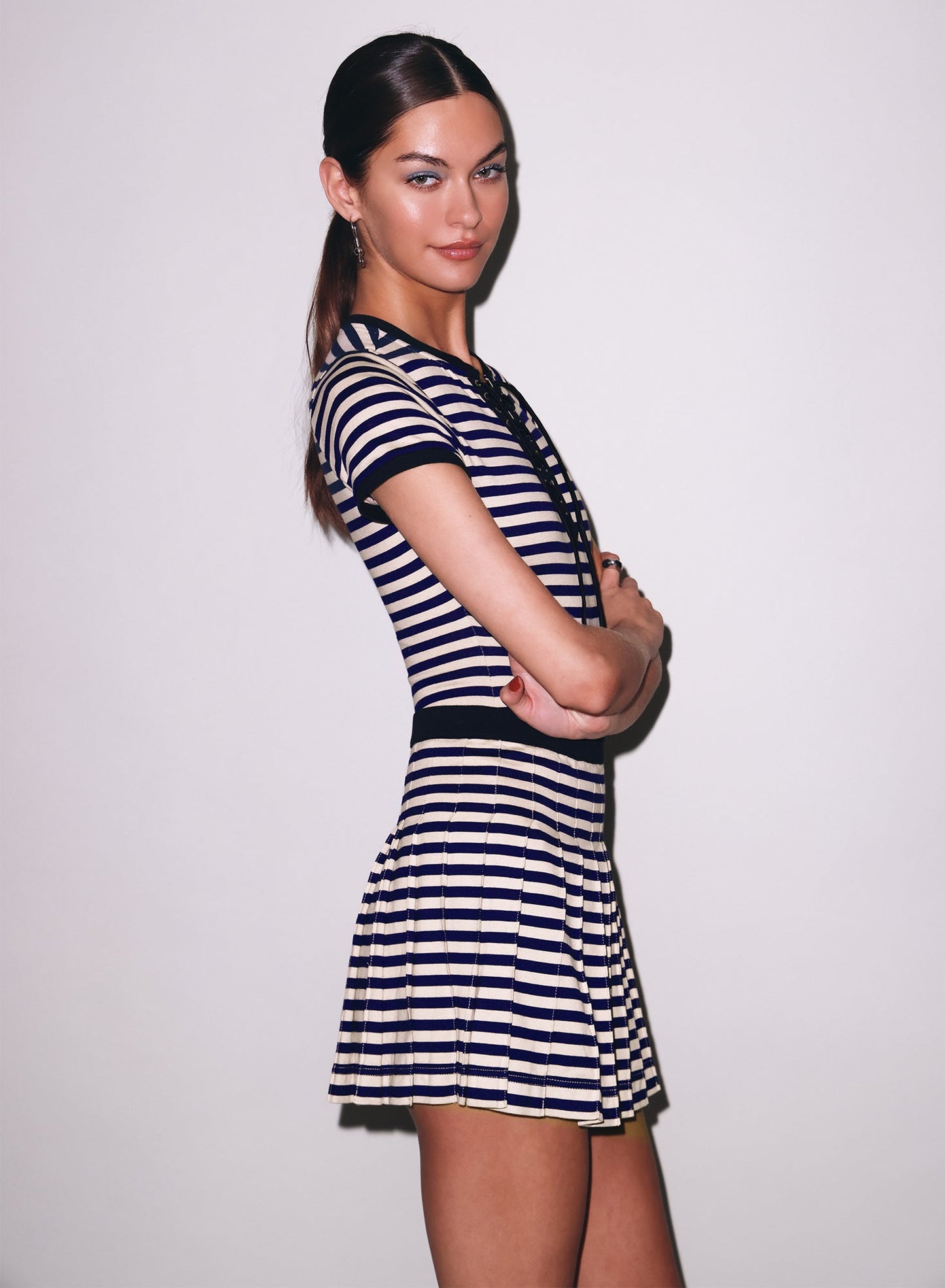 Fleur du Mal Navy Sand Stripe Ivy Ringer Bodysuit