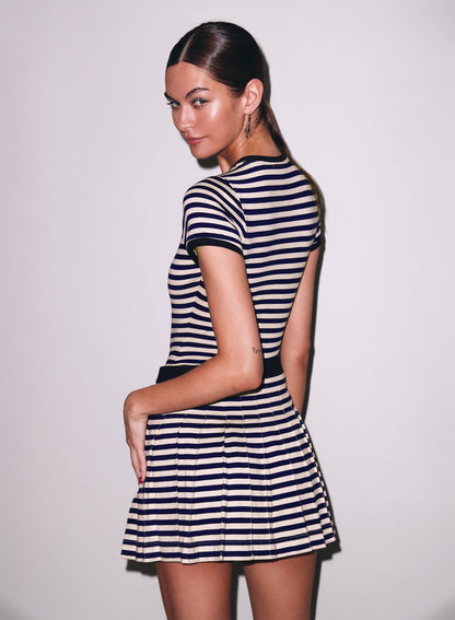 Fleur du Mal Navy Sand Stripe Ivy Ringer Bodysuit