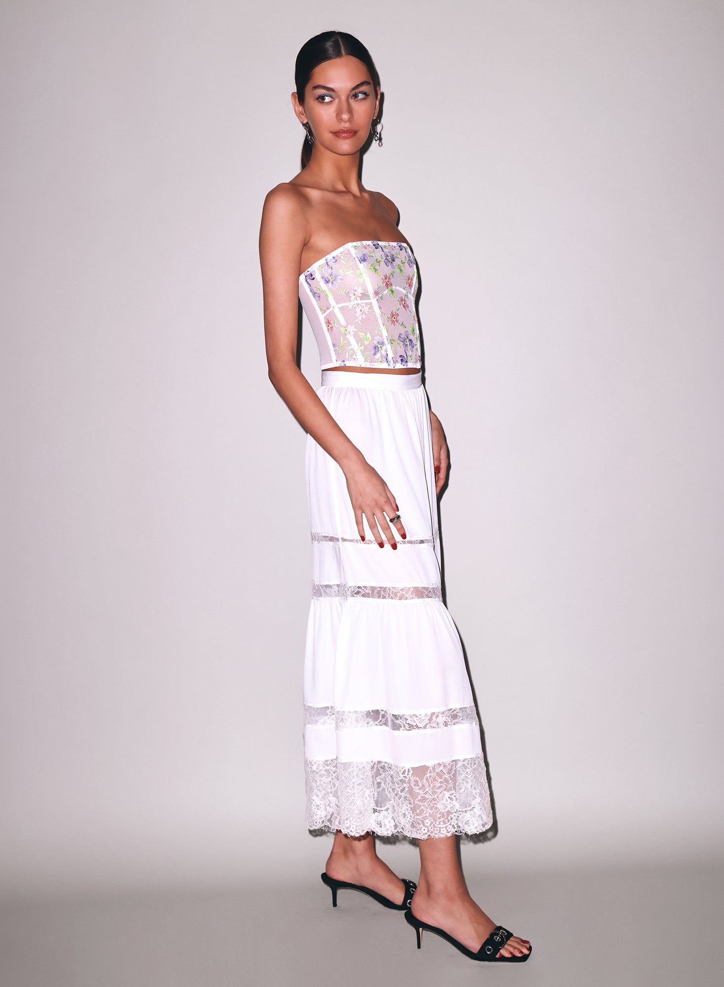 Fleur du Mal Ivory Juliet Lace Maxi Skirt