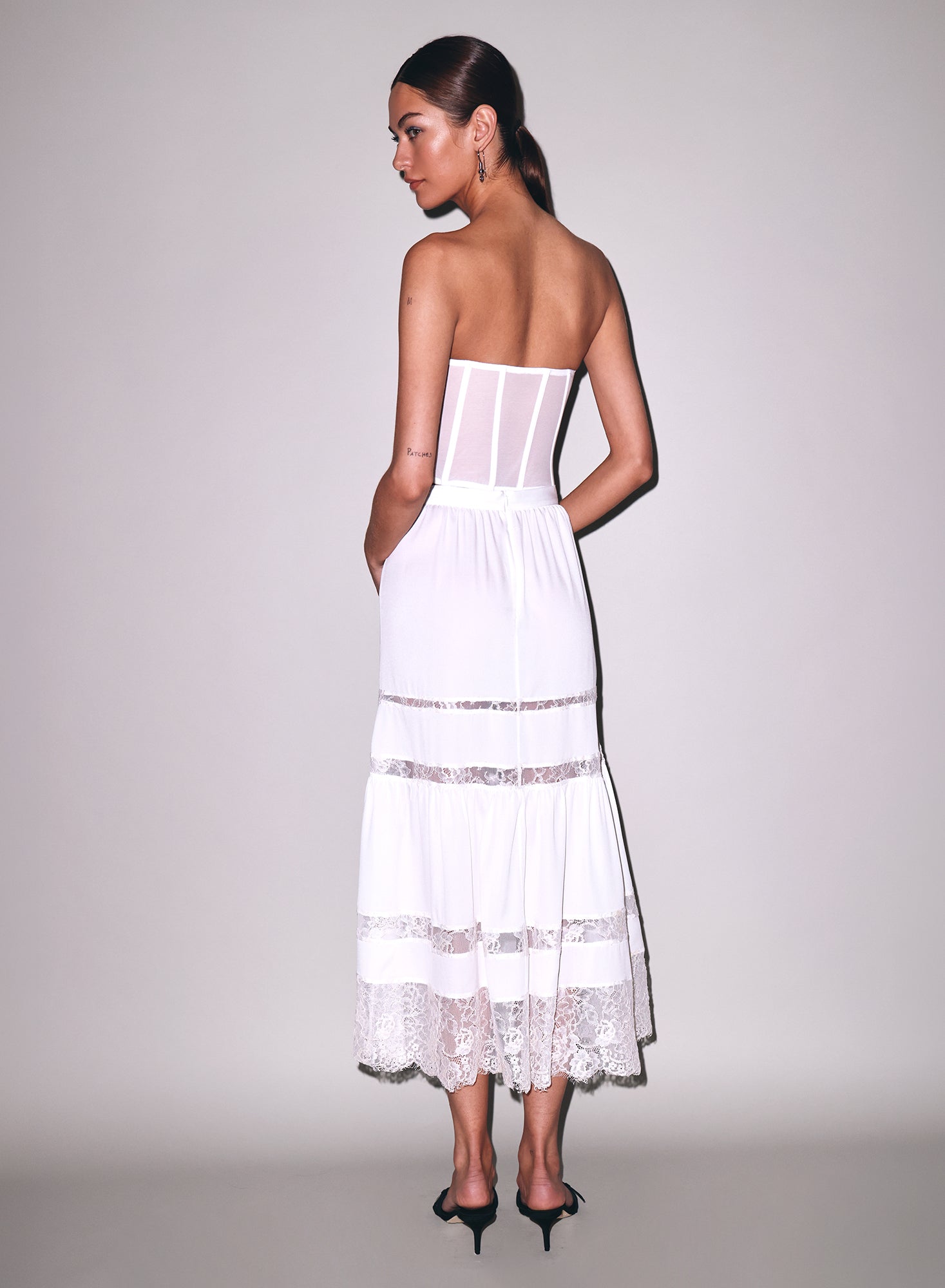 Fleur du Mal Ivory Juliet Lace Maxi Skirt