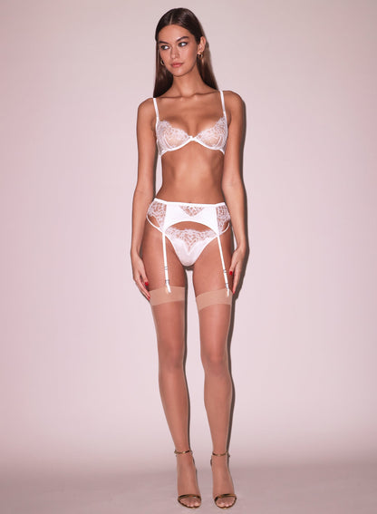 Fleur du Mal Ivory Daphne Lace Garter Belt