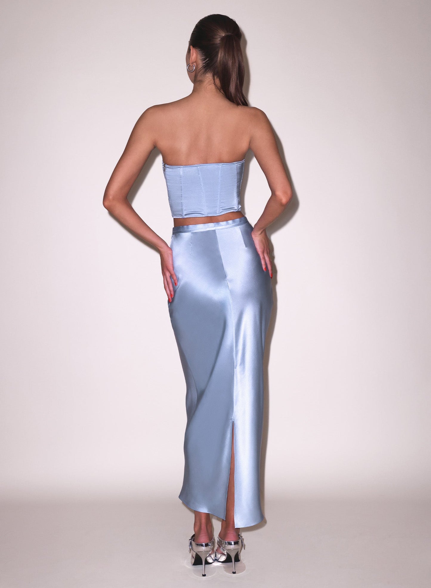 Fleur du Mal Pastel Sky Silk Corset Top