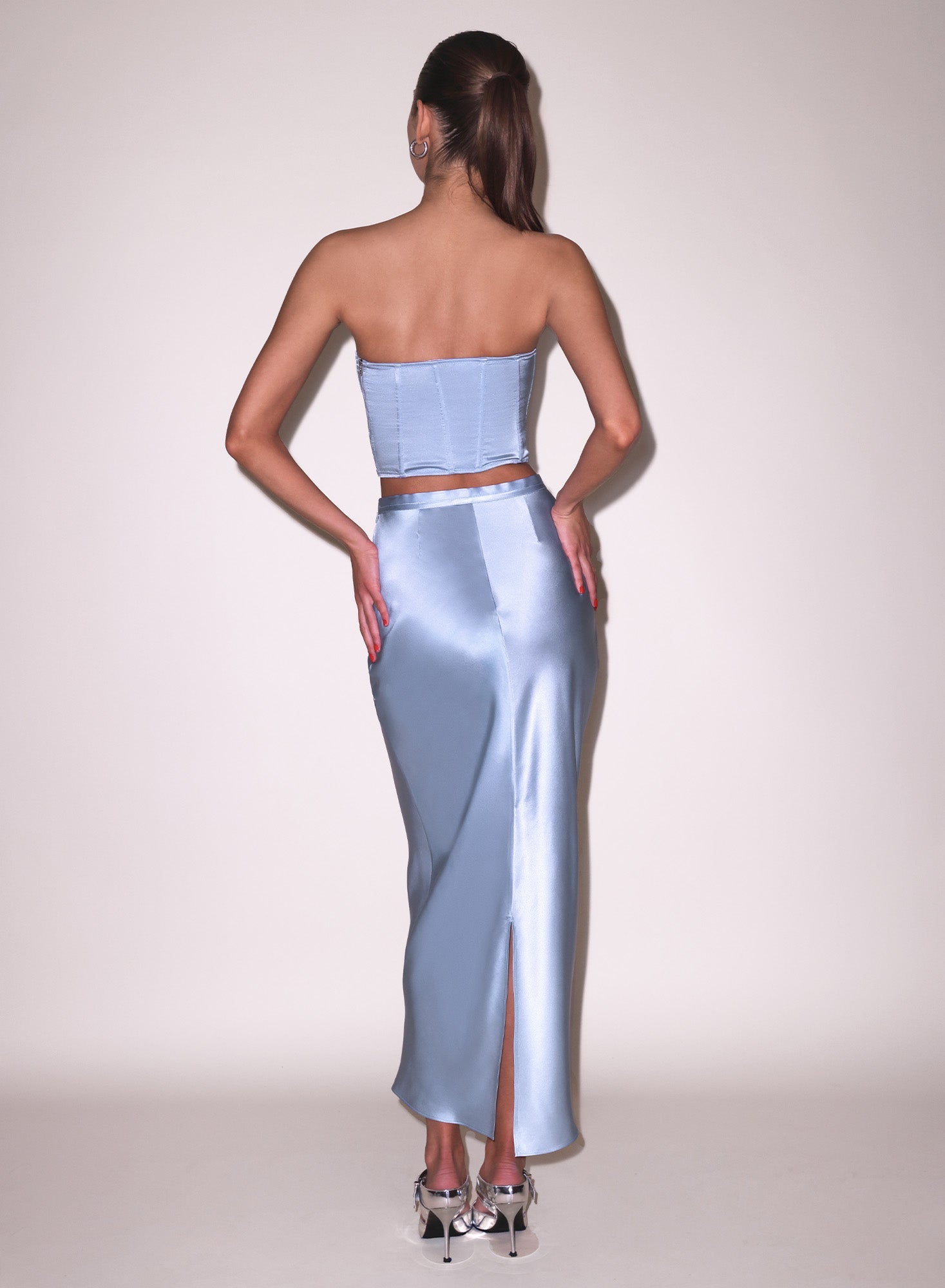 Fleur du Mal Pastel Sky Silk Corset Top