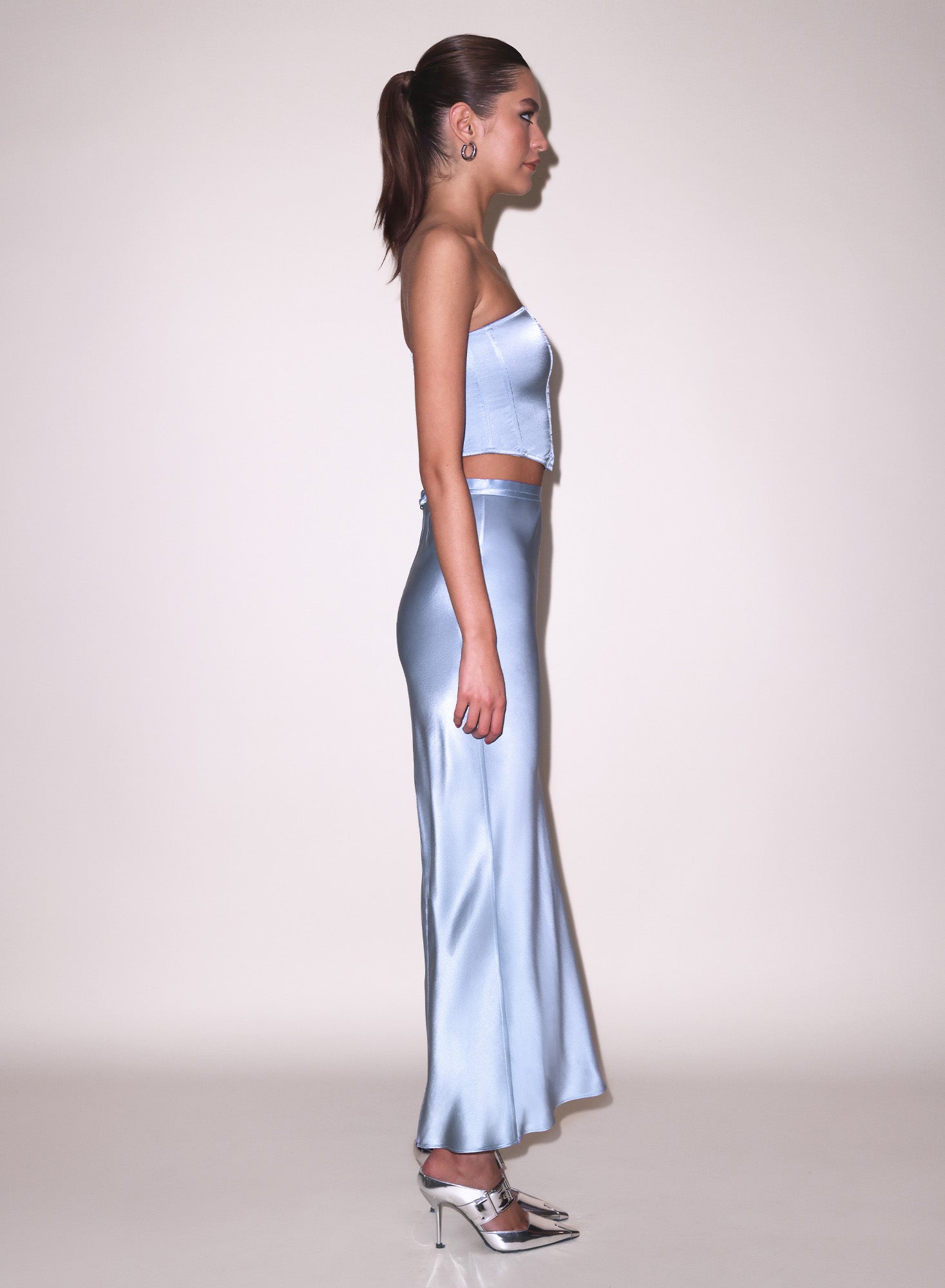 Fleur du Mal Pastel Sky Silk Corset Top