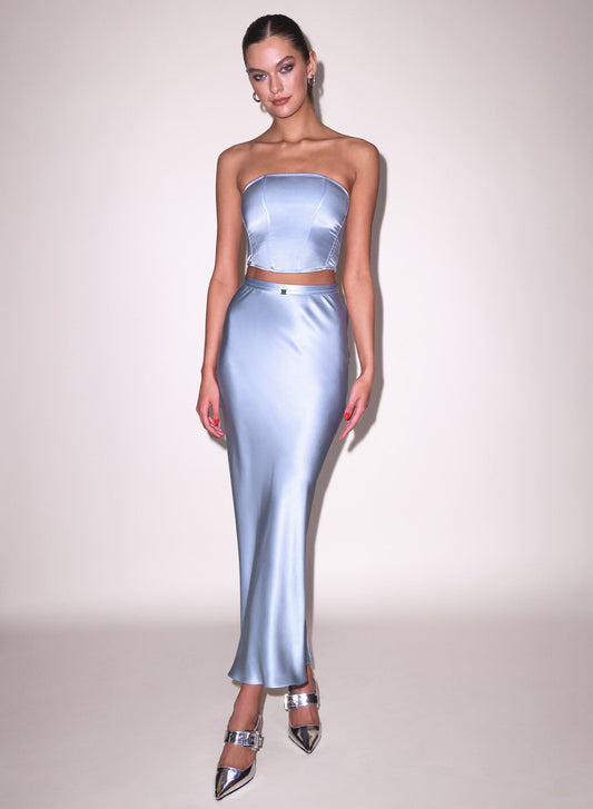 Fleur du Mal Pastel Sky Silk Bias Skirt