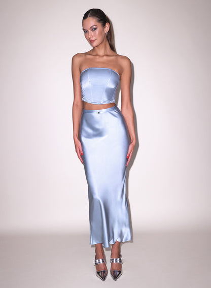 Fleur du Mal Pastel Sky Silk Bias Skirt
