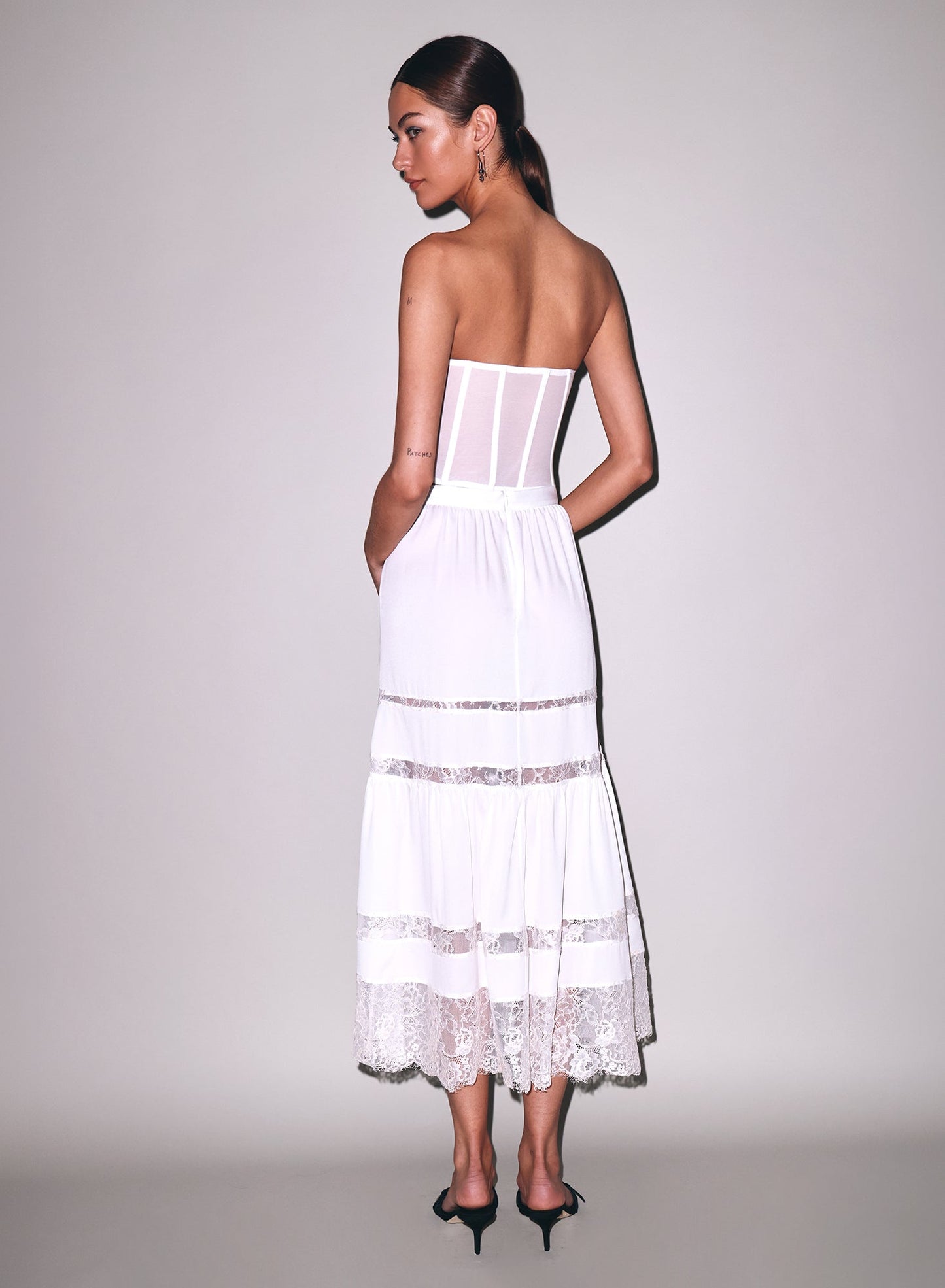 Fleur du Mal Ivory Elara Embroidery Corset Top