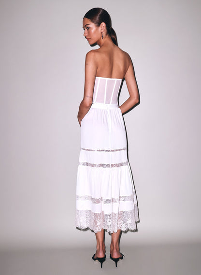 Fleur du Mal Ivory Elara Embroidery Corset Top