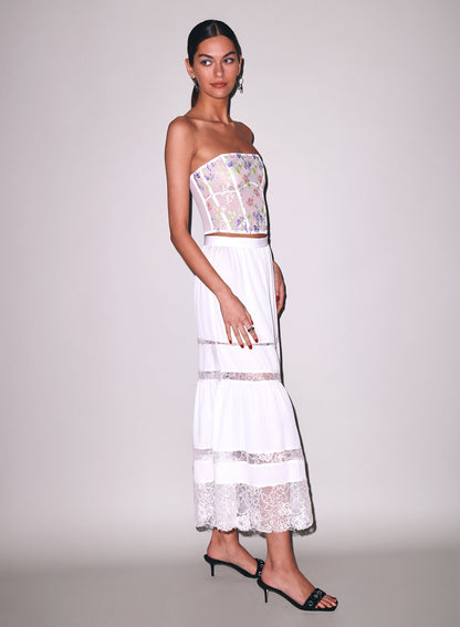 Fleur du Mal Ivory Elara Embroidery Corset Top