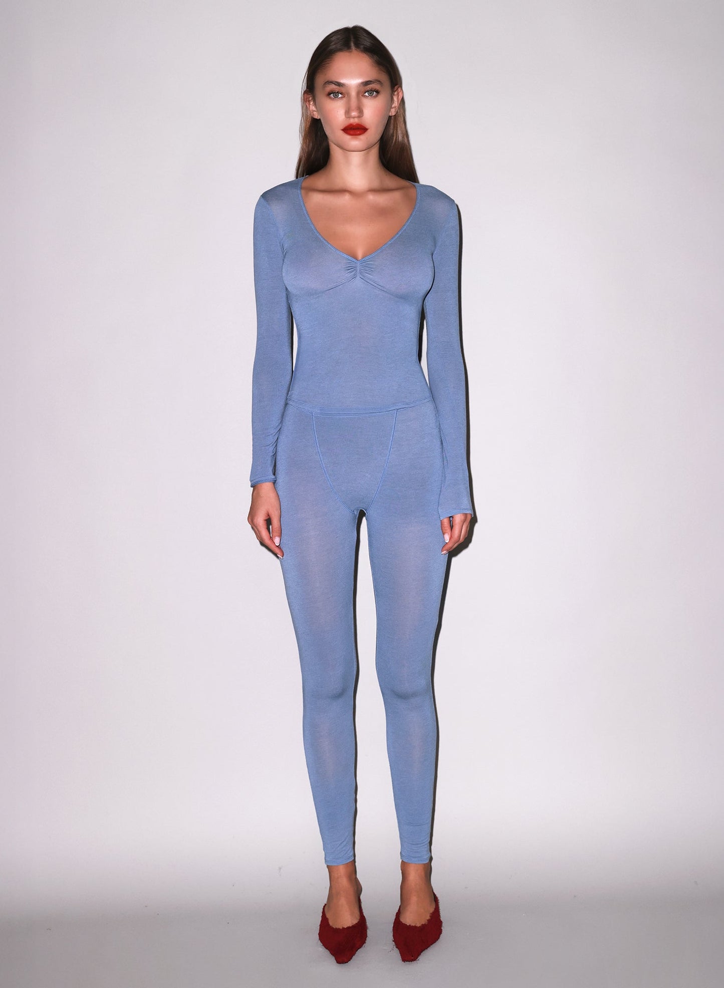 Fleur du Mal Blue Haze Butter Soft V-Neck Tee