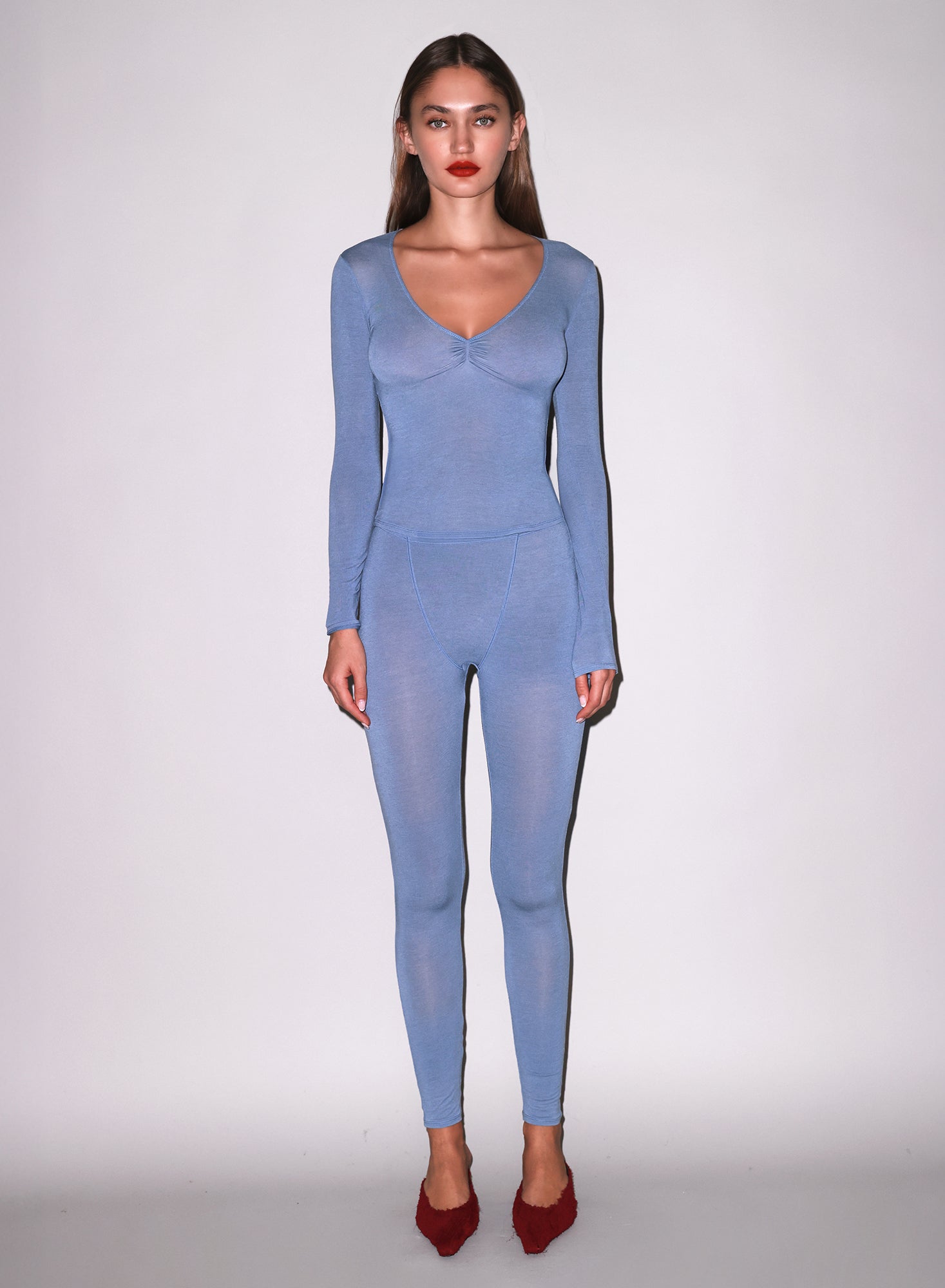 Fleur du Mal Blue Haze Butter Soft V-Neck Tee