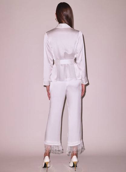 Fleur du Mal Ivory Bianca Smoking Jacket