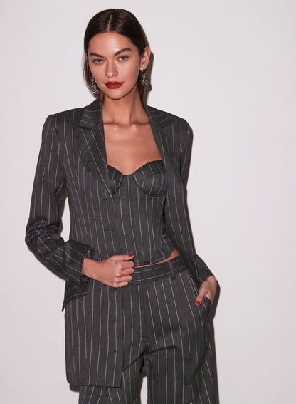 Fleur du Mal Dark Grey Pinstripe Maxwell Blazer Dress