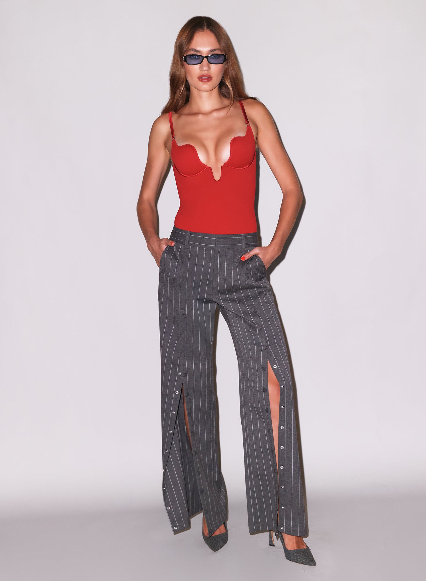 Fleur du Mal Dark Grey Pinstripe Maxwell Undo Me Pant