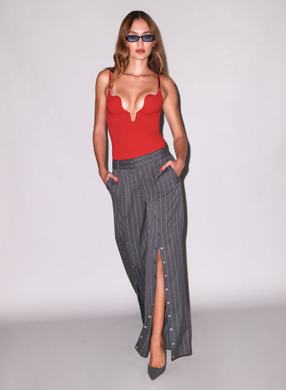 Fleur du Mal Dark Grey Pinstripe Maxwell Undo Me Pant